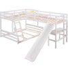Bright Designs  L-Shaped White Twin Over Full Triple Bunk Bed with Ladder, Slide and Desk - Image 4