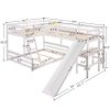 Bright Designs  L-Shaped White Twin Over Full Triple Bunk Bed with Ladder, Slide and Desk - Image 2
