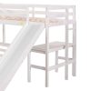 Bright Designs  L-Shaped White Twin Over Full Triple Bunk Bed with Ladder, Slide and Desk - Image 8
