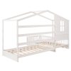 Bright Designs  L-shaped White Twin Size Wood House Bed with Fence - Image 7