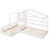 Bright Designs  L-shaped White Twin Size Wood House Bed with Fence - Image 8