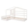 Bright Designs  L-shaped White Twin Size Wood House Bed with Fence - Image 5
