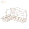 Bright Designs  L-shaped White Twin Size Wood House Bed with Fence - Image 2
