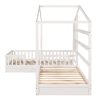 Bright Designs  L-shaped White Twin Size Wood House Bed with Fence - Image 9